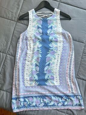 Aeropostale Navy and Lavender Floral Sleeveless Mini Dress